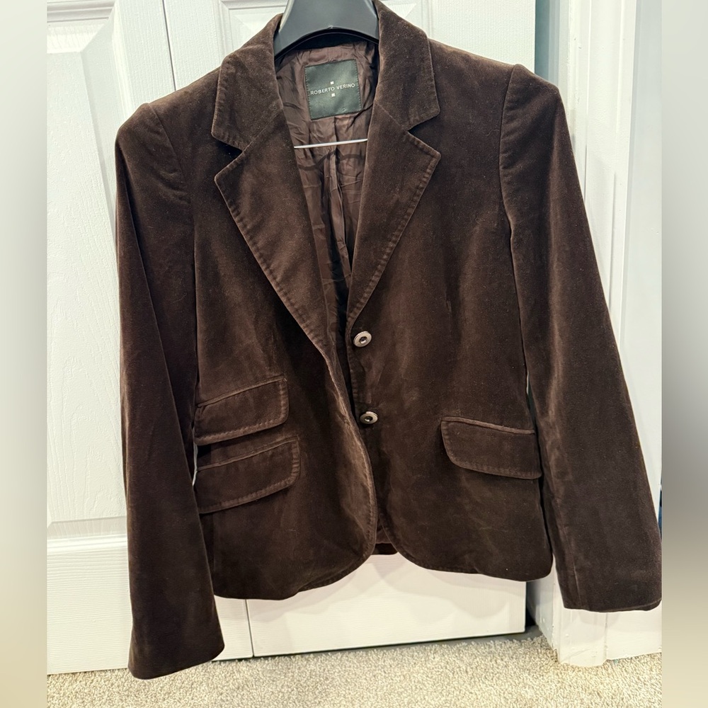 Chic Brown Velvet Women's Blazer